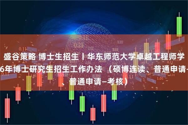盛谷策略 博士生招生丨华东师范大学卓越工程师学院2026年博士研究生招生工作办法 （硕博连读、普通申请—考核）