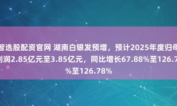 智选股配资官网 湖南白银发预增，预计2025年度归母净利润2.85亿元至3.85亿元，同比增长67.88%至126.78%
